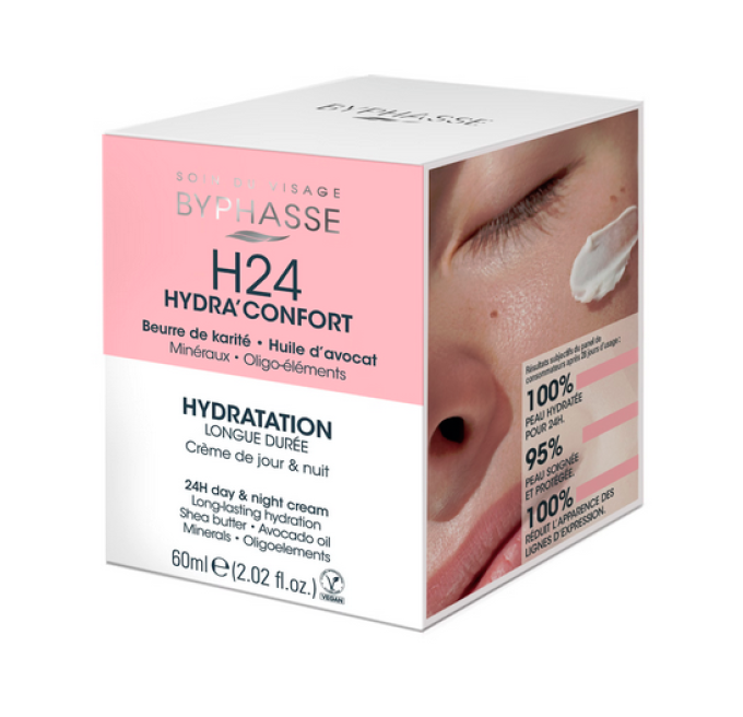 crème visage  hydra infini 24 heures  jour et nuit  50ml byphasse   tous types de peaux