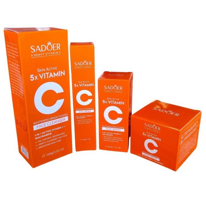 pack vitamine c crème visage 50g nettoyant visage 100ml serum visage 30ml crème contour des yeux 20g